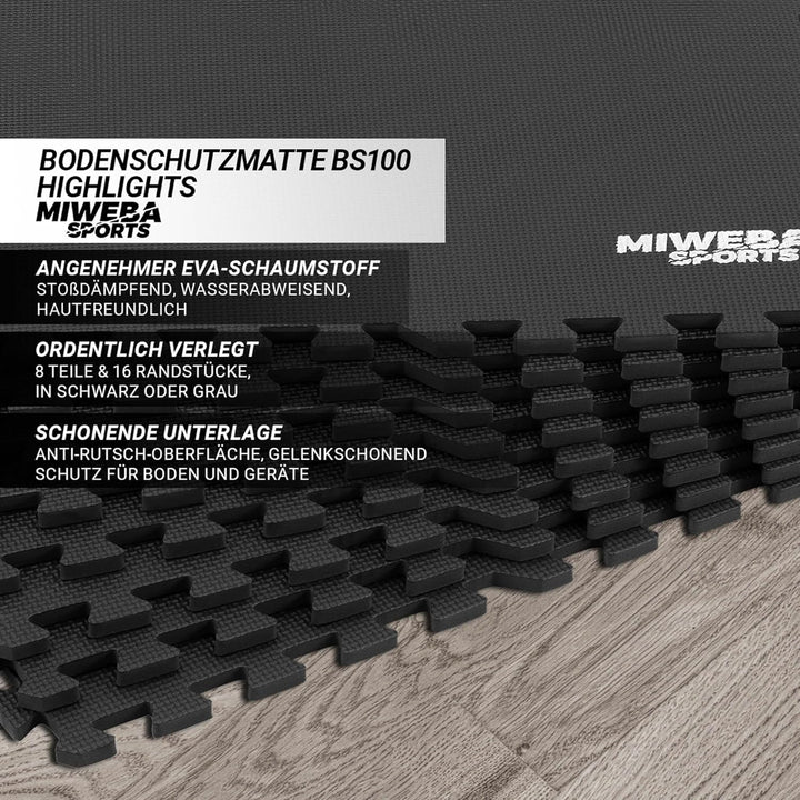 Miweba Sports Bodenschutzmatte BS-100 - Sportmatte - Set 8-teilig - 62x62cm - Schutzmatte - Gymnasti