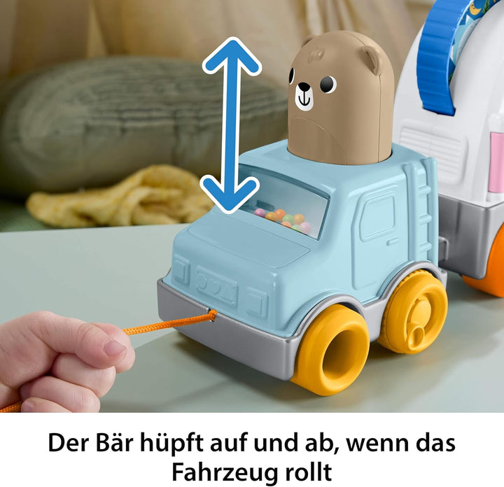 Fisher-Price Baby und Kleinkind Camping-Freunde Camper zum Ziehen Fahrzeug für sensorische Aktivität