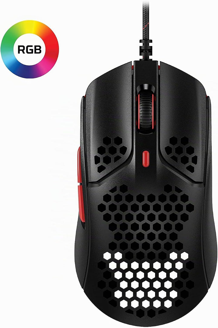 HyperX Pulsefire Haste Gaming-Maus – Ultraleicht, 59g, Wabenschale, Hex-Design, Hyperflex-Kabel, bis