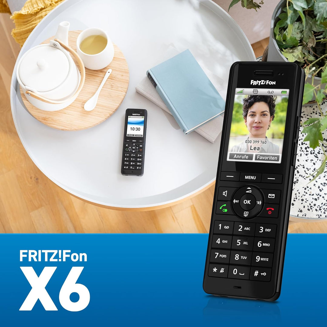 AVM FRITZ!Fon X6 Black DECT-Komforttelefon (hochwertiges Farbdisplay, HD-Telefonie, Full-Duplex-Frei