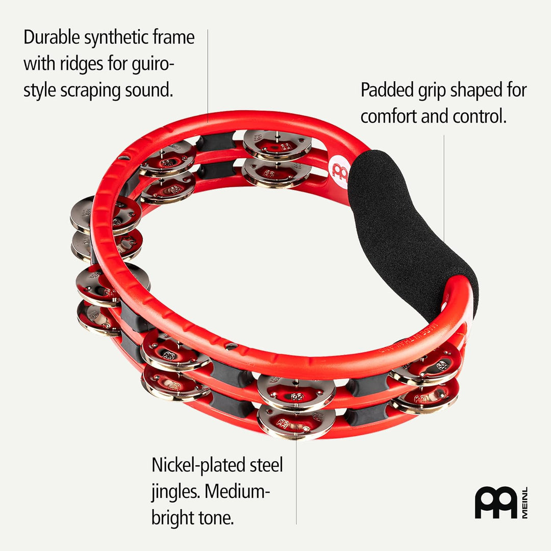 Meinl Percussion TMT1R Tambourine (ABS-Plastik) mit Stahlschellen (2-reihig) - Handmodell, rot