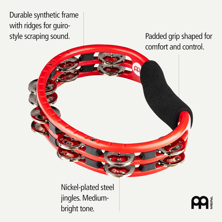 Meinl Percussion TMT1R Tambourine (ABS-Plastik) mit Stahlschellen (2-reihig) - Handmodell, rot