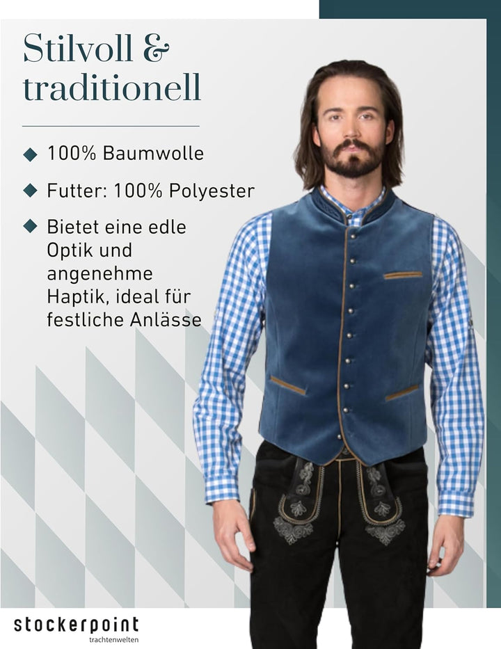 Stockerpoint Herren Ricardo Trachtenweste (1er Pack) 48 rauchblau, 48 rauchblau