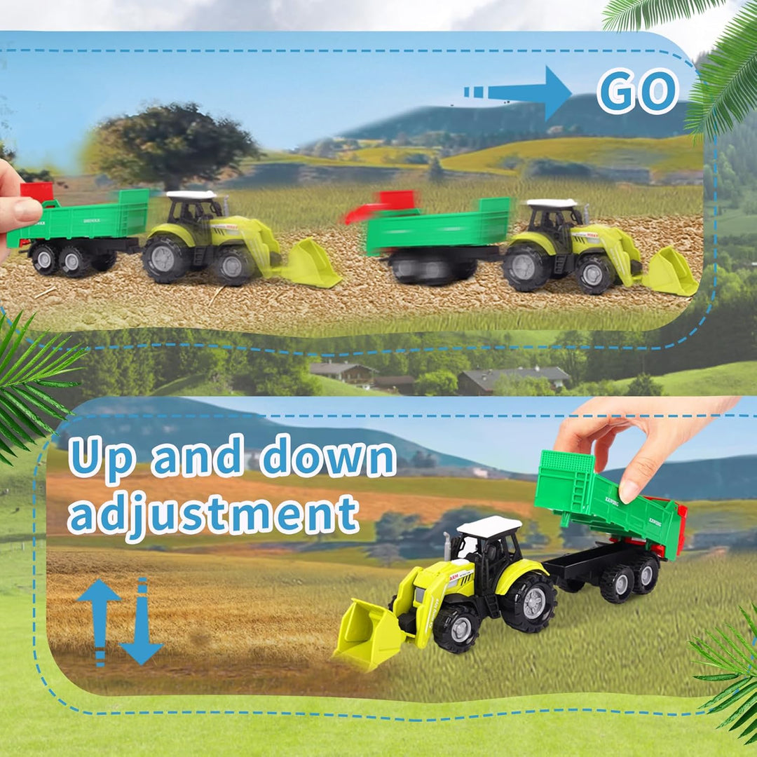 Hyrenee Bauernhof Tiere Spielzeug Set mit Windmühle Haus Pferd Stall Traktor Anhänger Tierfiguren La