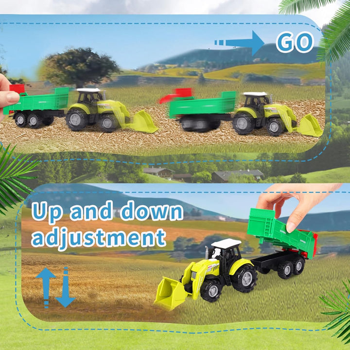 Hyrenee Bauernhof Tiere Spielzeug Set mit Windmühle Haus Pferd Stall Traktor Anhänger Tierfiguren La