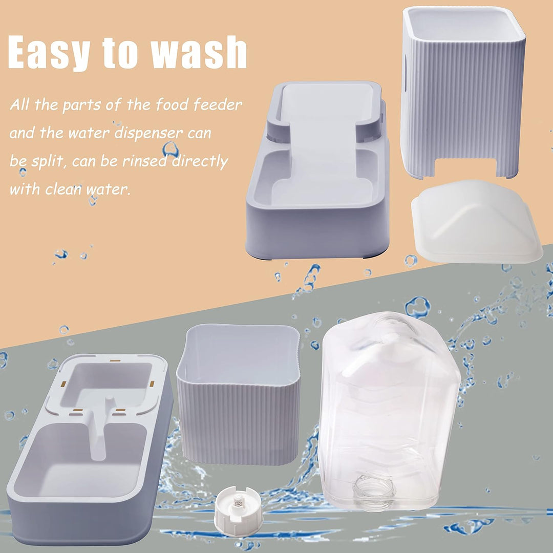 Automatischer Katzenfutterspender mit Wasserspender für Katzen 2er Pack Hundefutter und Wasserspende