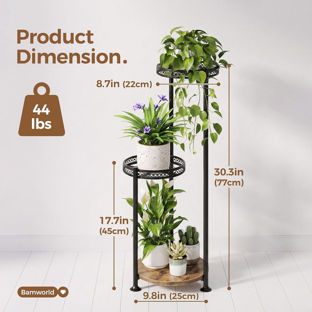 Bamworld Blumenständer Metall Mehrstöckig – Pflanzenständer Modern für Innen – Pflanzenregal Platzsp