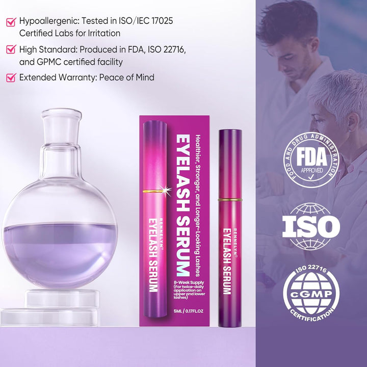Eyelash Serum Lash Growth Enhancer: Advanced Natural Formula for Long Thickening Eyelashes - Safe fo