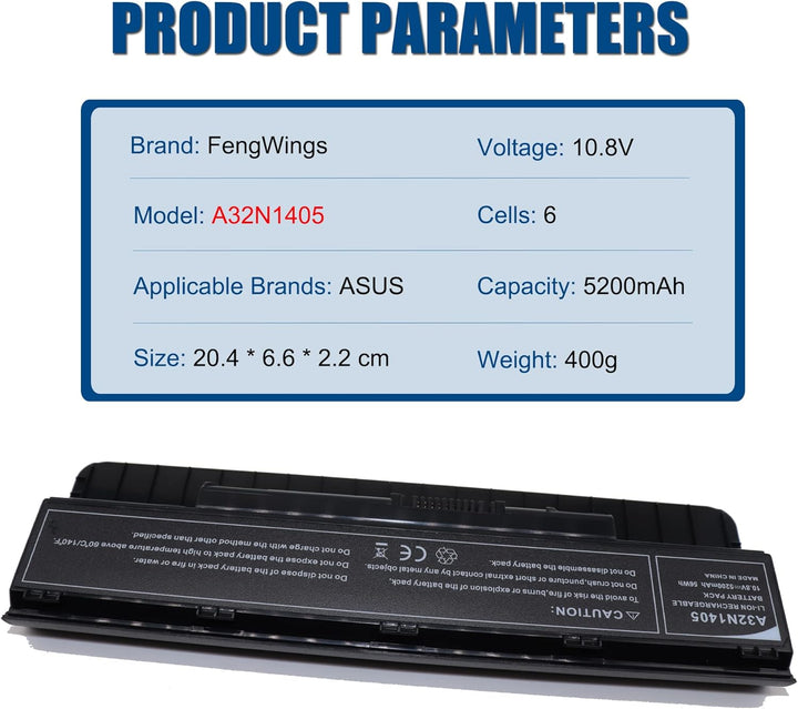 FengWings® Akku A32N1405 10.8V 5200mAh Ersetzen Batterie Kompatibel mit ASUS G551JX GL551JW GL551JX