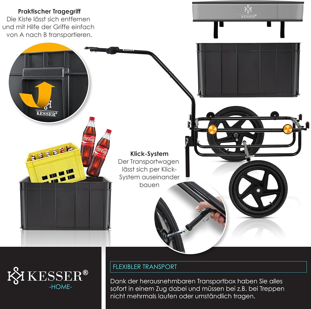 KESSER® Fahrradanhänger, Lastenanhänger, Handwagen mit Kupplung, Hochdeichsel, für Fahrrad Transport