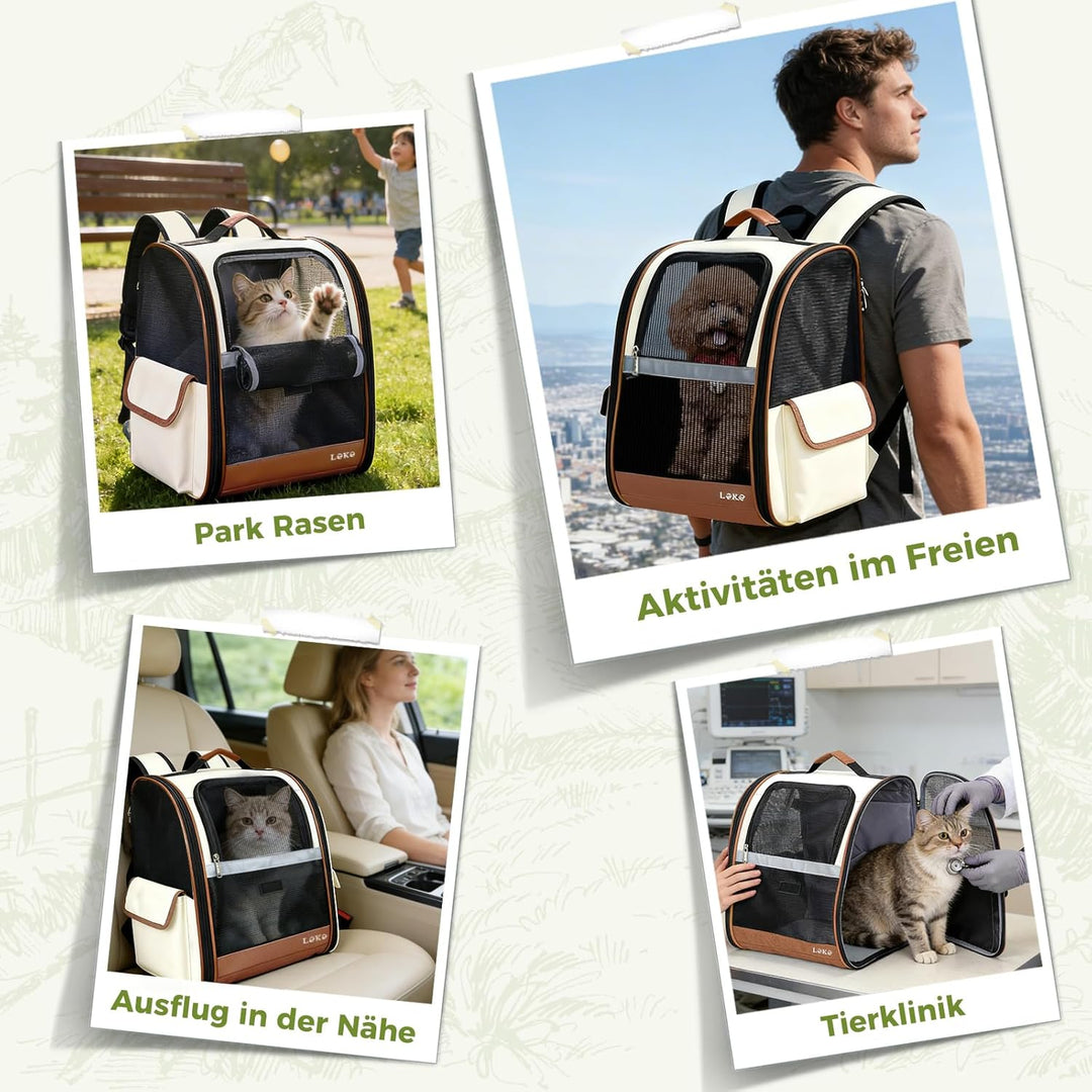 Lekesky Katzen Rucksack Hunderucksack für Mittel/Kleine Haustiere(2-8KG), KatzenRucksack mit Netzfen