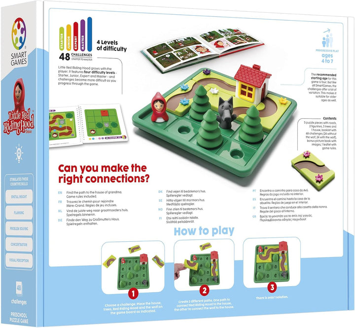 Smart Games - Little Red Riding Hood Deluxe, Puzzle Game with 48 Challenges and Picture Story Book,