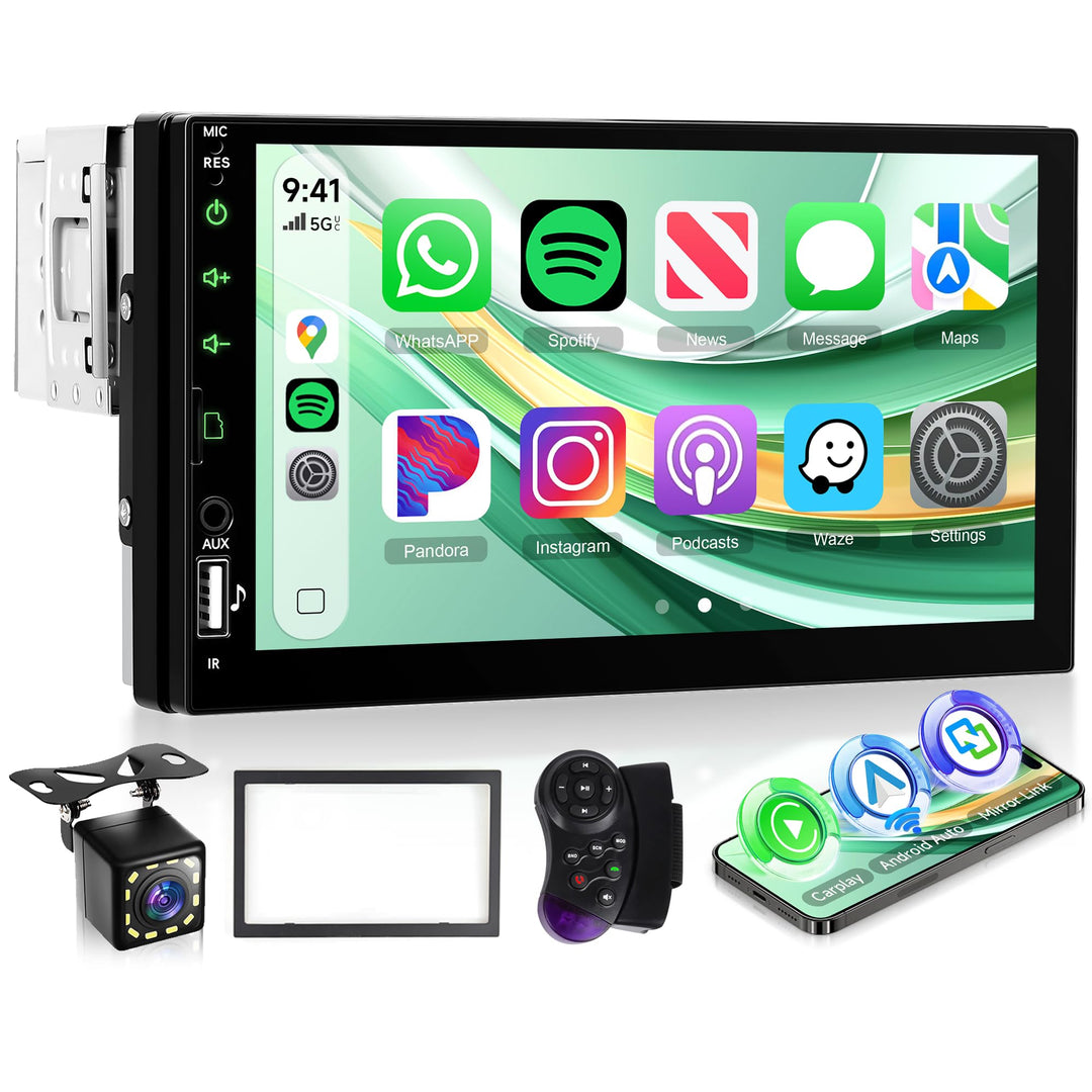 Rimoody Autoradio 1 Din mit Wireless Carplay Android Auto IOS/Android Mirror Link Bluetooth 5.2, 7 Z
