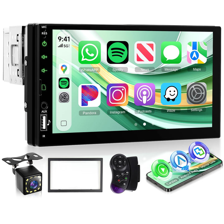 Rimoody Autoradio 1 Din mit Wireless Carplay Android Auto IOS/Android Mirror Link Bluetooth 5.2, 7 Z