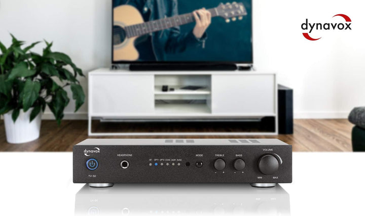 Dynavox Digital-Verstärker TV-50, kompaktes Design, TV-Verstärker mit schraubbaren Anschluss-Termina