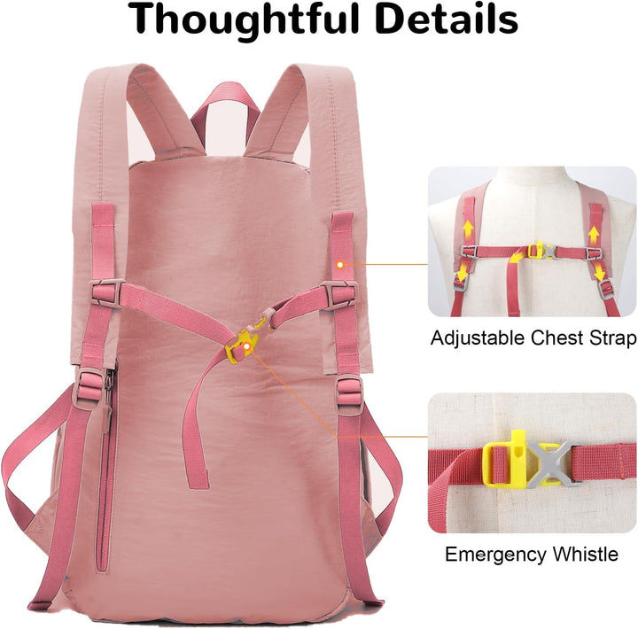 25L Faltbarer Rucksack mit Nasstasche, Rucksack Sport Damen, Wanderrucksack Herren Wasserdicht, Tage