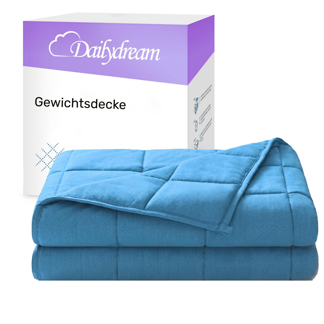 Dailydream Gewichtsdecke 155x200cm, 11 kg, Baumwolle, Blau | Gewichtsdecke mit atmungsaktiver Baumwo