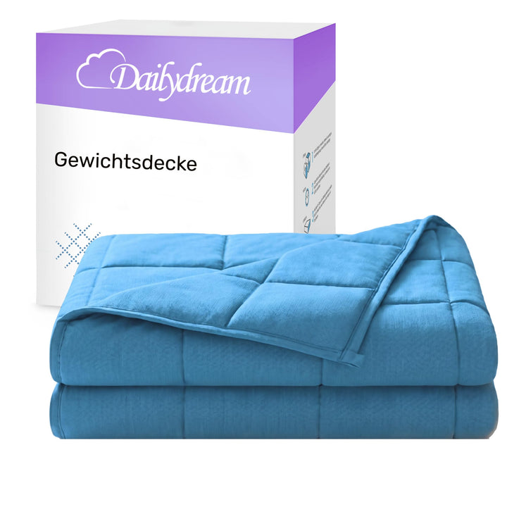 Dailydream Gewichtsdecke 155x200cm, 11 kg, Baumwolle, Blau | Gewichtsdecke mit atmungsaktiver Baumwo