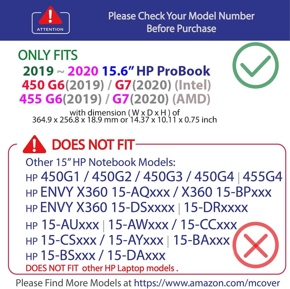 mCover Hartschale für 15,6 Zoll HP ProBook 450/455 G7 / G6 Serie (nicht kompatibel mit älteren HP Pr
