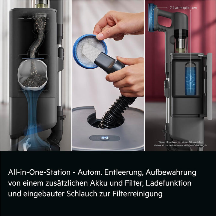 AEG ULTIMATE 7000 GEN2 Akku‑Staubsauger, Leicht, Leistungsstark, All‑in‑One Station f. Hygienische S