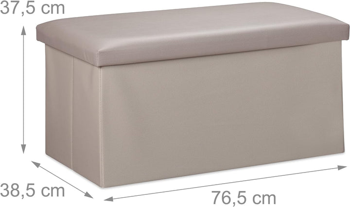 Relaxdays, faltbar, Flur, Schlafzimmer, HBT 37,5 x 76,5 x 38,5 cm, grau, Sitzbank mit Stauraum Kunst