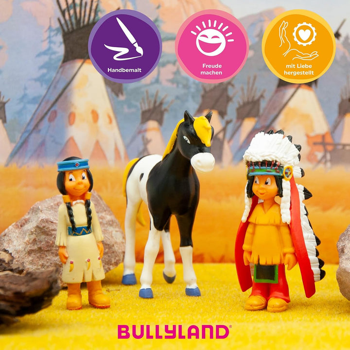 Bullyland 43309 - Spielfiguren Set Indianer Yakari, Regenbogen und kleiner Donner aus Yakari, detail