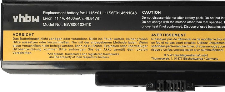vhbw Akku kompatibel mit Lenovo Thinkpad Edge E530, E430, E435, E445, E430c, E431, E530c, E531 Noteb
