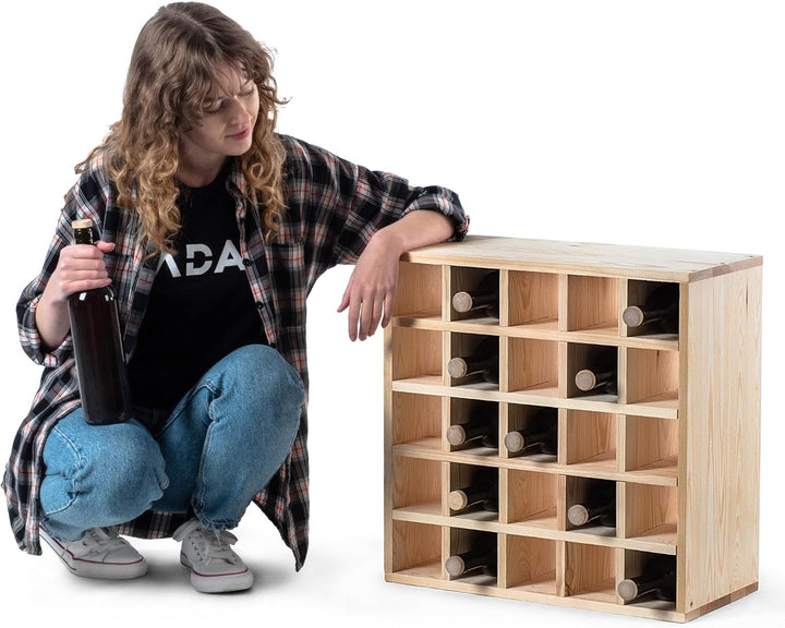 KADAX Weinregal aus Holz, 52 x 25.5 x 52 cm, Grosses Flaschenregal für viele Weinflaschen, rustikale