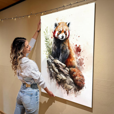 Artmazing | Katzenbärbild gross | Bilder Roter Panda modern auf Leinwand | Katzenbärbilder Modern |