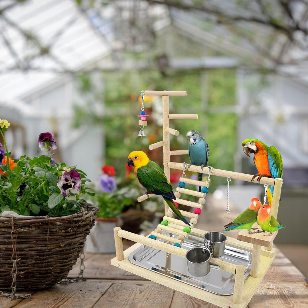 Wellensittich Spielplatz Vogel-Spielplatz, Papageienspielständer Mit Feeder Cup Und Tablett, Vogel-P