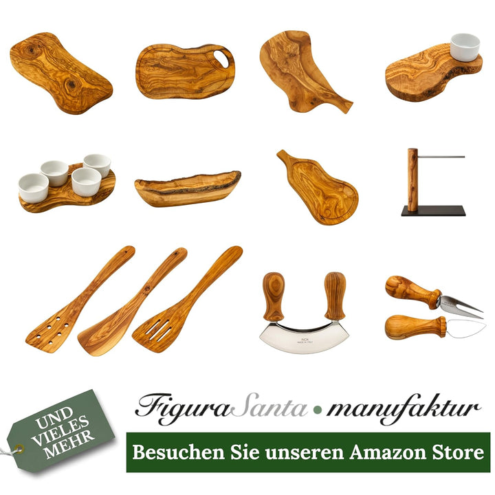 FiguraSanta Mörser rustikal aus Olivenholz mit Stössel - Handgefertigter Gewürz- & Kräutermörser - H