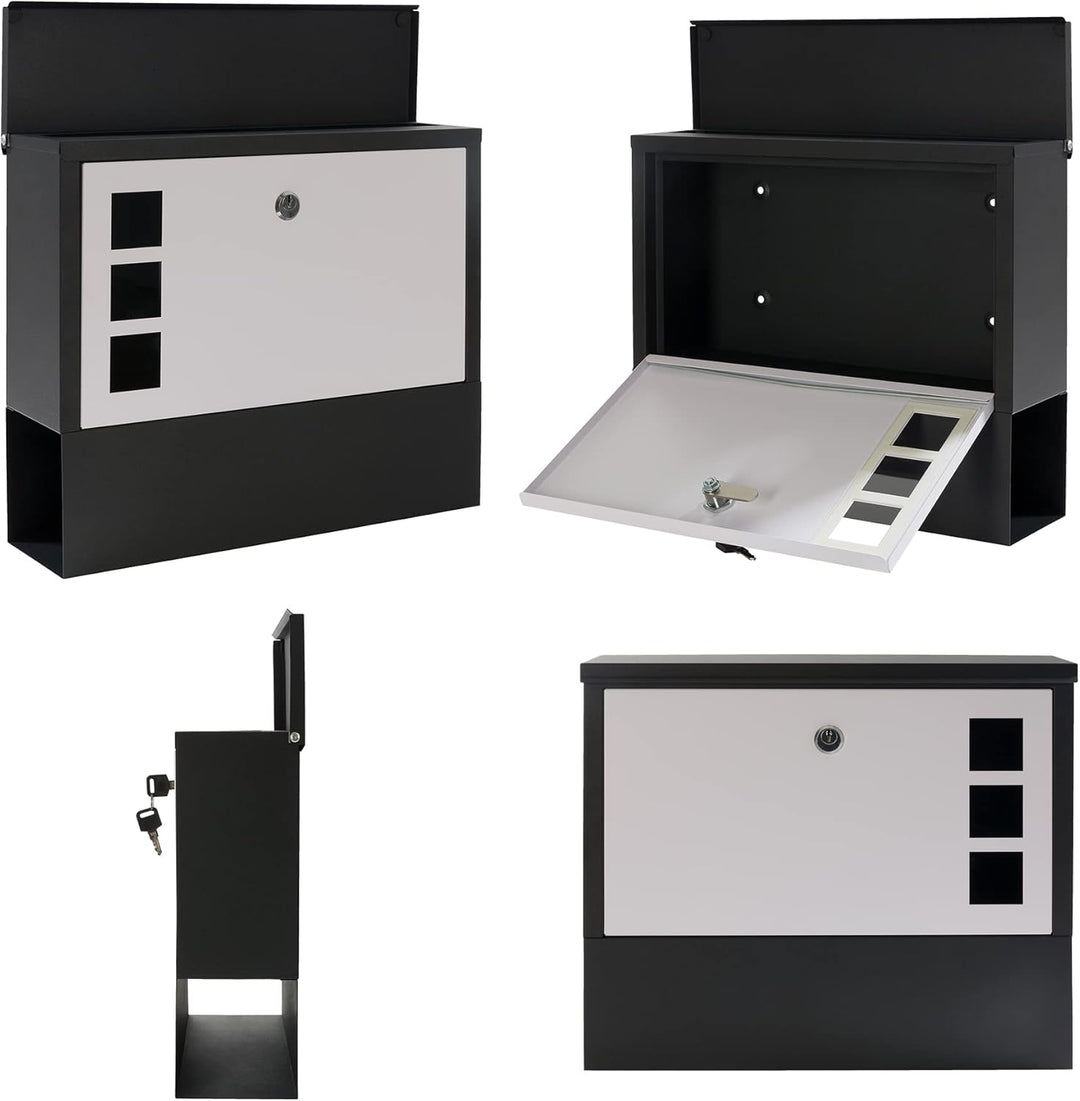 Arebos moderner Design Briefkasten | Wandbriefkasten | Postkasten | inkl. Zeitungsfach | wetterfest