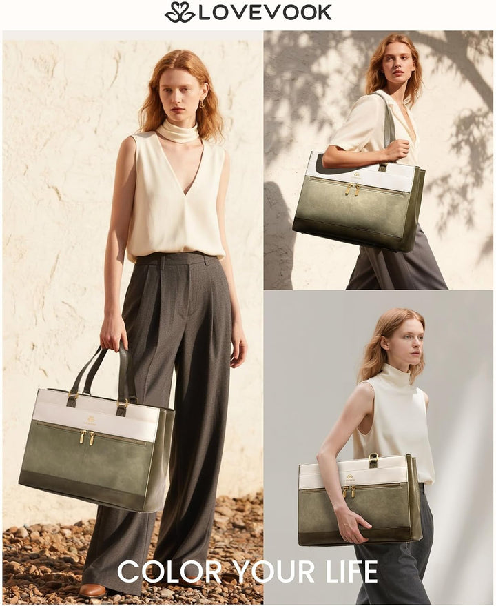 LOVEVOOK Handtasche Damen Gross, 15,6 Zoll Laptoptasche Elegant Arbeitstasche Aktentasche, Leicht Sh