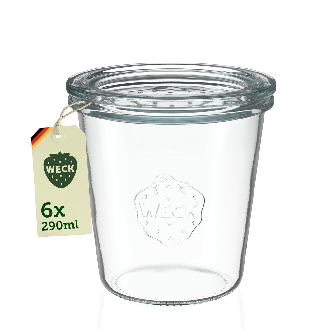 Weck Gläser 240ml – 6er Set mit Deckeln – Sturzform – robuste, stapelbare Dessertgläser, Einkoch- &