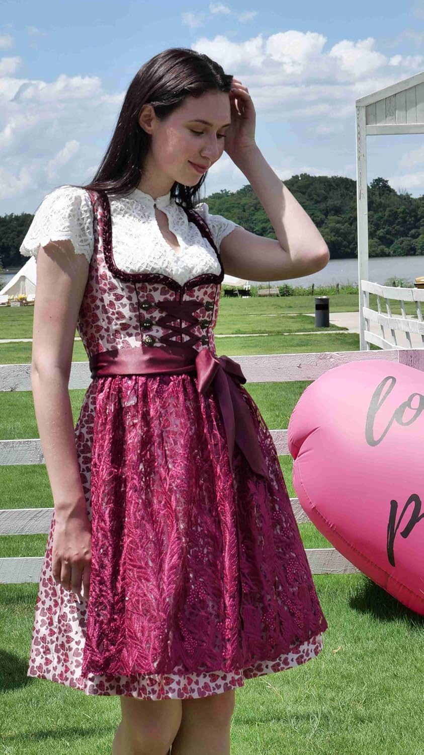 Dirndl Damen,Dirndl Schuhe Damen Elegante Kleid für Besondere Anlässe Trachtenkleid Damen Dirndl Mid