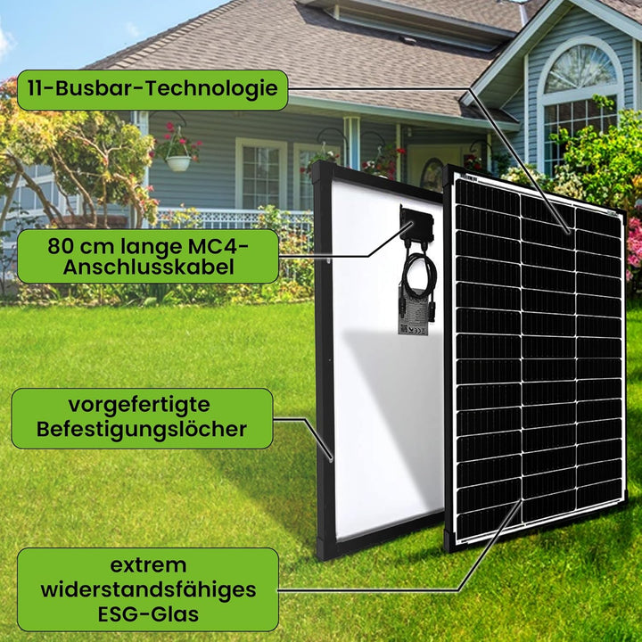 Offgridtec 100W Mono Solarpanel 23V Black Frame V2 100W 23V Schwarz, 100W 23V Schwarz