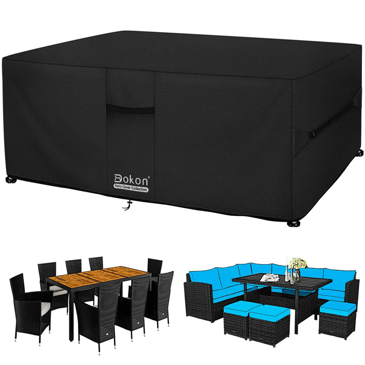 Dokon Abdeckung für Gartenmöbel Winterfest Gartentisch Schutzhülle Outdoor | 420D Oxford, Wasserdich