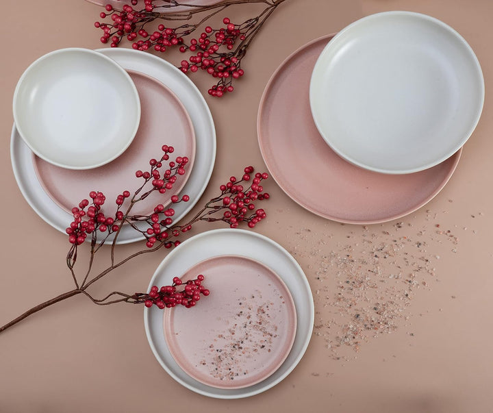 Creatable, 10103, Serie Uno Rusty Rose + Offwhite, Geschirrset, Teller Set 8 teilig Rose + Offwhite