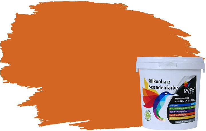 RyFo Colors Silikonharz Fassadenfarbe Lotuseffekt Trend Orangetöne Aprikose 1l - bunte Fassadenfarbe