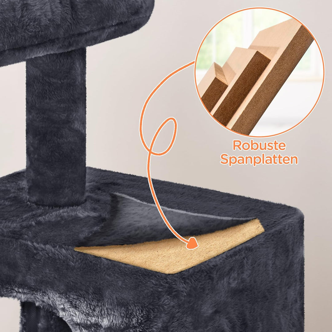 Yaheetech Kratzbaum, Stabiler Katzenbaum 91 cm Katzenkratzbaum, mit 2 Häuschen Sisal und Spielball,