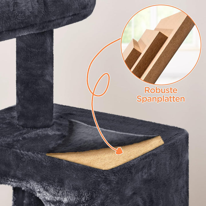 Yaheetech Kratzbaum, Stabiler Katzenbaum 91 cm Katzenkratzbaum, mit 2 Häuschen Sisal und Spielball,