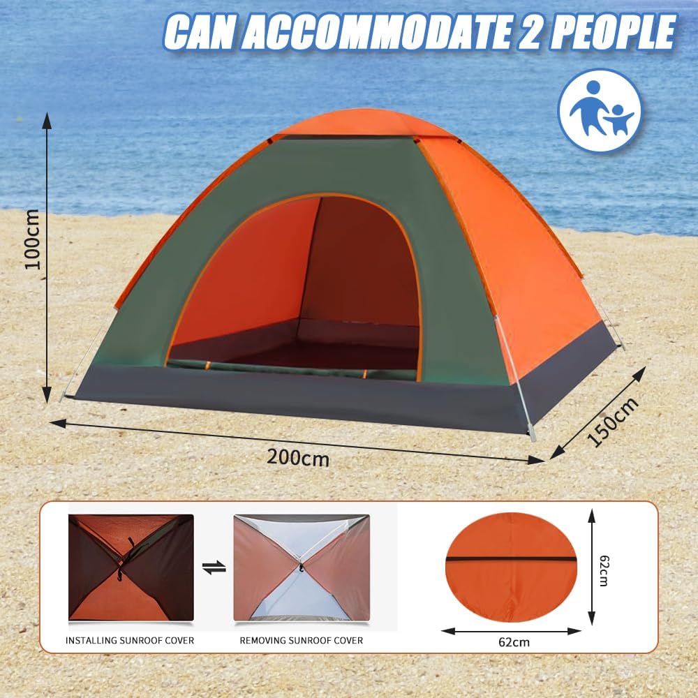 Meleg Otthon Pop Up Zelt 2 Personen, Automatik Strandmuschel UV Schutz,2Mx1.5M Tragbare wasserdichte