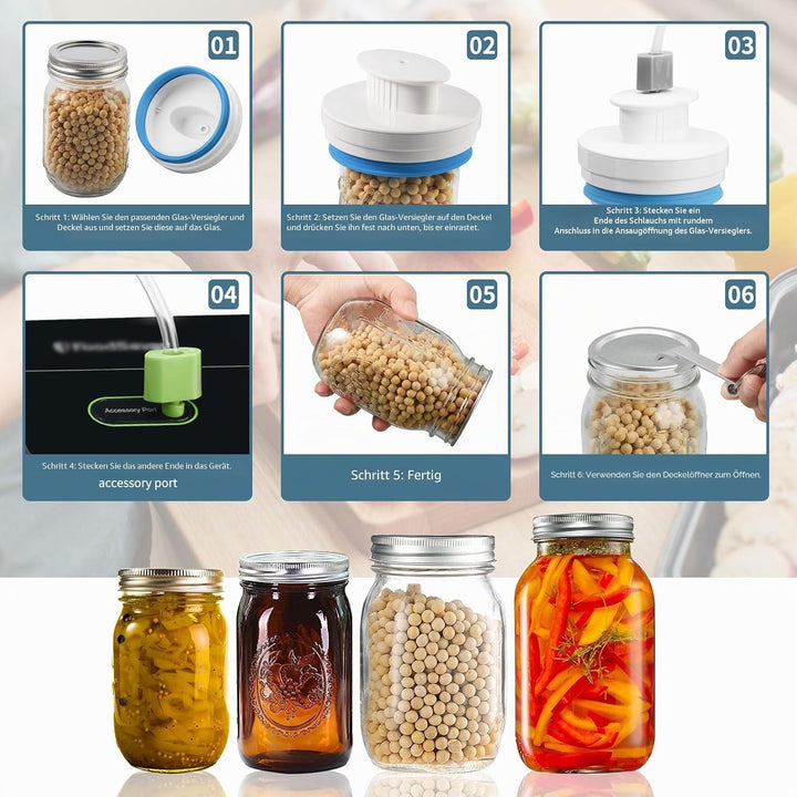 Verbessertes Einmachglas-Versiegelungs-Set, Versiegelungs-Set mit Schläuchen, kompatibel mit FoodSav
