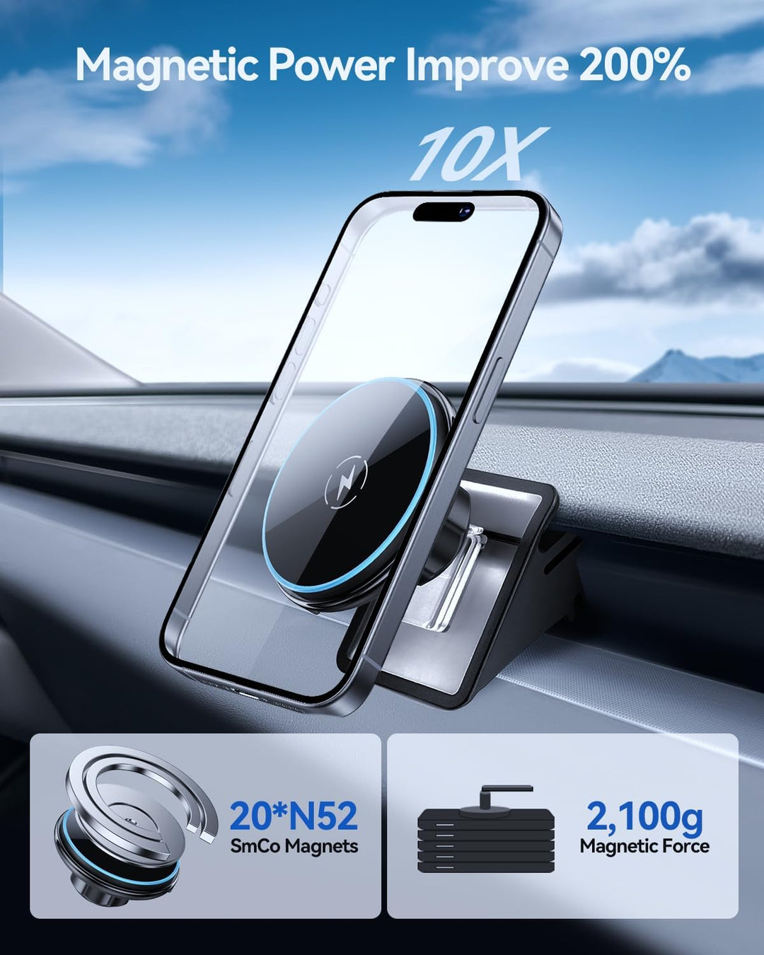 Qi2 Zertifiziert 15W Handyhalterung für Tesla Model Y 2025-2026 und Model 3 2024-2026 Handyhalter Au