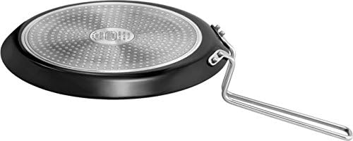 Hawkins Futura 26cm Flat Tava, harteloxiertes Tawa mit Edelstahlgriff, Induktion Tawa mit Rand, Pfan