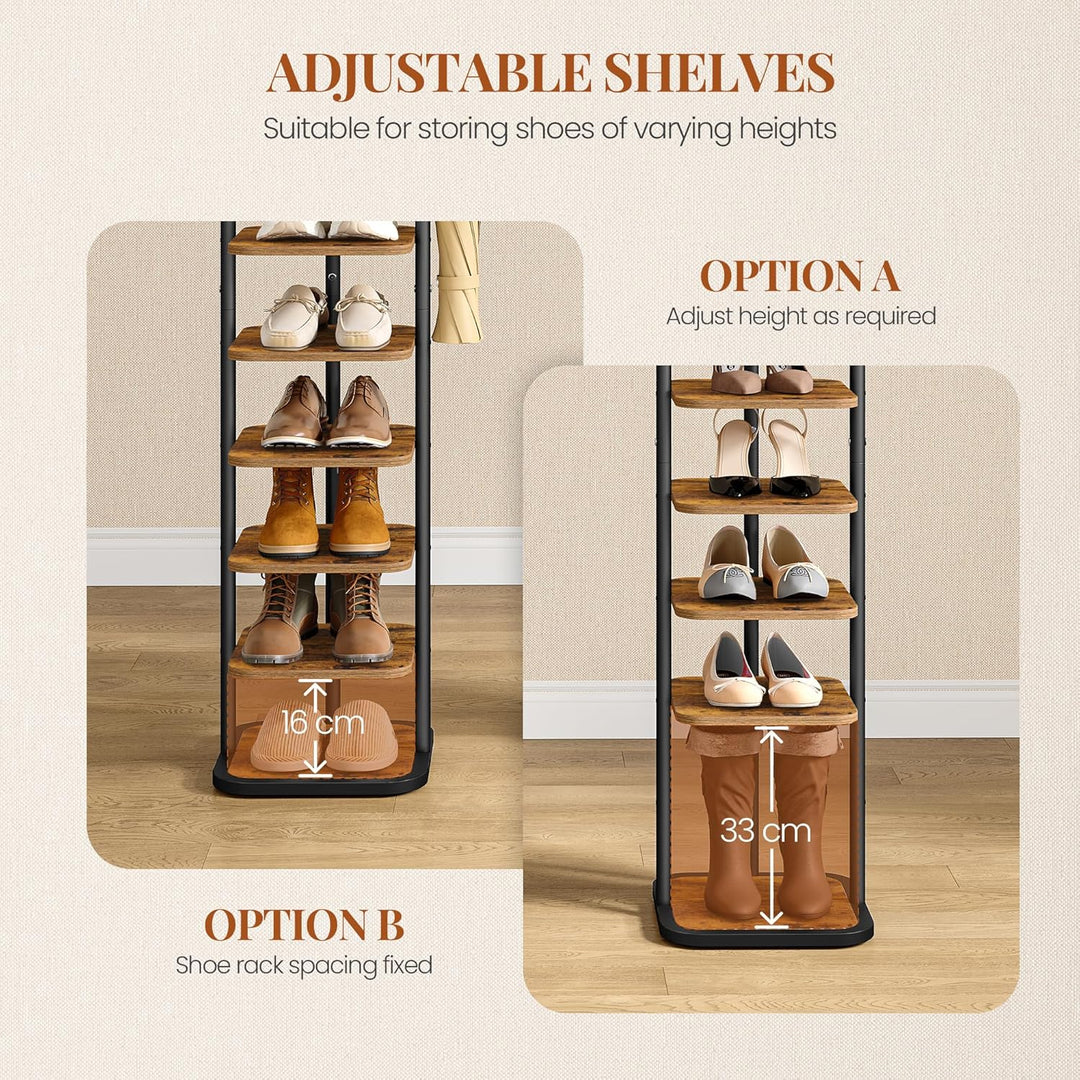 Schuhregal, 10-Stockige Schuhablage Schmal, Vertikales Schuhregal, Verstellbar Ablage, für Eingangsb