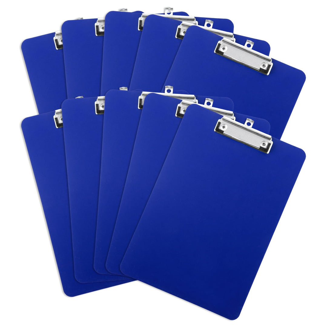 10 Stück Klemmbrett A4, Kunststoff Klemmbretter A4 in Dunkelblau 312 x 223 mm, Flache Clipboard mit