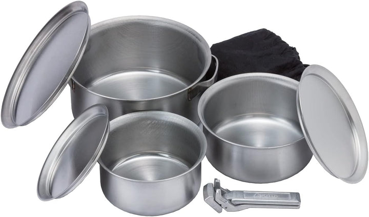 SOTO Gora Pot Set Grau - Hochwertiges stapelbares Edelstahl Topfset, 1l-3l, Grösse Multi Size - Farb