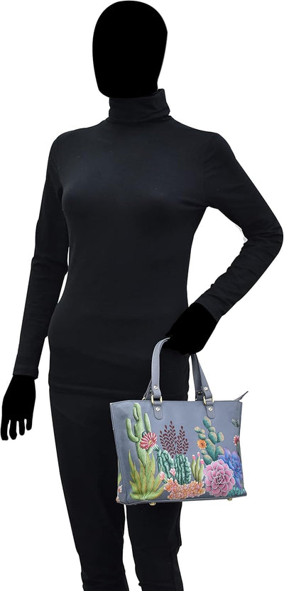 Anuschka Women's Echtleder Medium Tote - Handbemalte Handwerkskunst Desert Garden, Desert Garden
