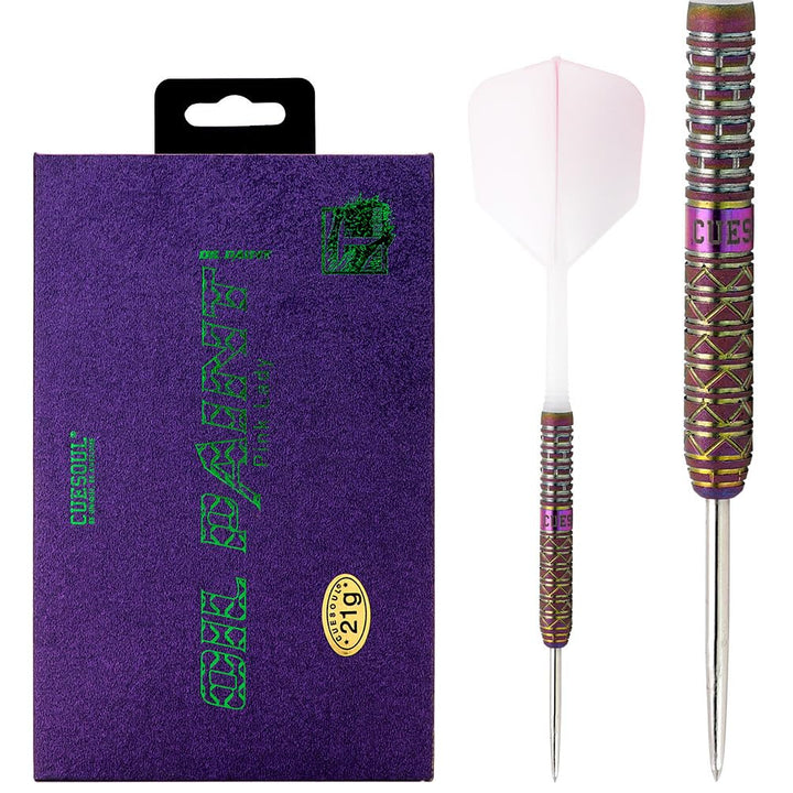 CUESOUL Steel Tip 90% Tungsten Dart Set mit Ölfarbe Finish und ROST Flights 21g ROSA DAMEN-COCKTAIL,